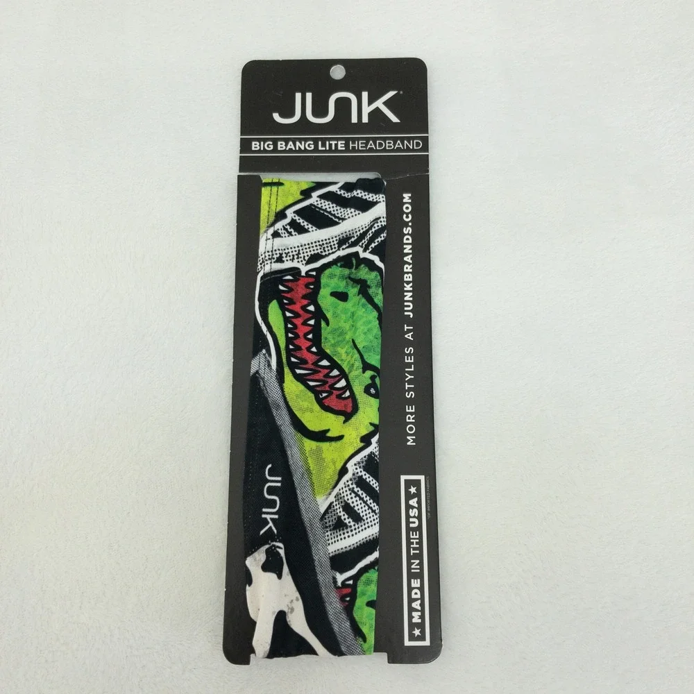 Junk Brands Headband Unisex OS Black Dino-Mite T-Rex Big Bang Lite Sweatband